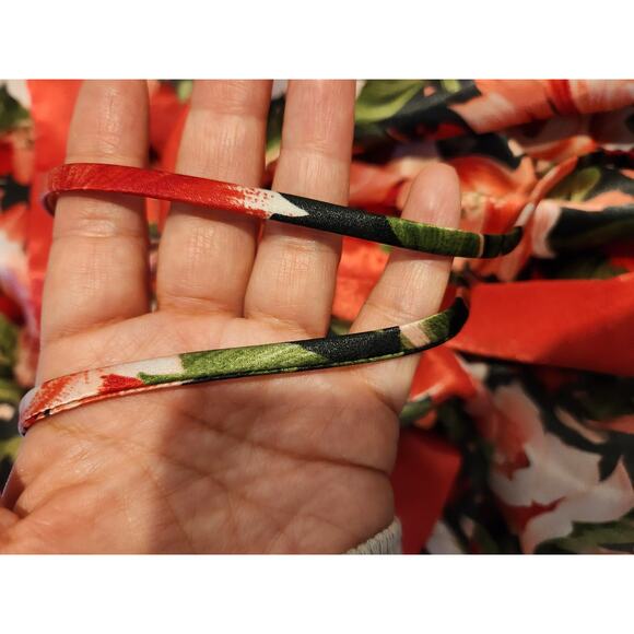 1980-90's Victoria's Secret Floral Satin Robe Kimono - Red & Black OSFA‎ Vintage - Picture 5 of 6